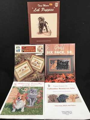 Lot of 5 Cross Stitch Patterns Dogs Labradors Pointers Corgi - Image 1 of 4