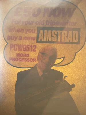 Neu Amstrad PCW9512 Advert Fenster Sticker Featuring STANLEY Unwin Von 1989 - Bild 1 von 4