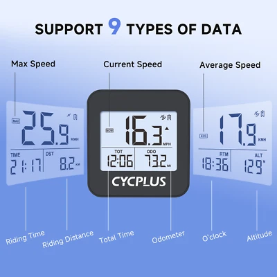 CYCPLUS G1 Wireless GPS Bike Computer Odometer Speedometer Bicycle Accessories - Image 1 of 4