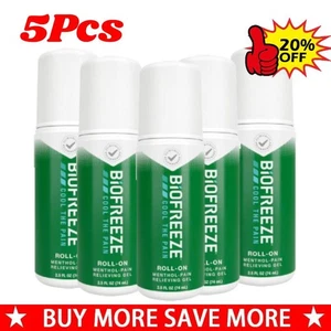 5X Biofreeze Cool The Pain Roll-on Me nthol - Pain Relieving Gel NEW-uk - Picture 1 of 13