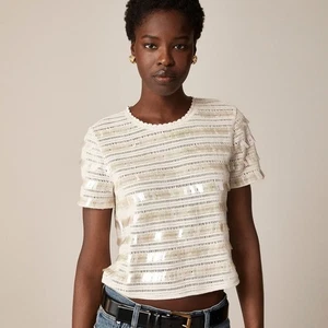 NWT!! J. CREW Crochet Shirt Shimmery Sequins Knit Party Glam Preppy X-Small - Picture 1 of 15