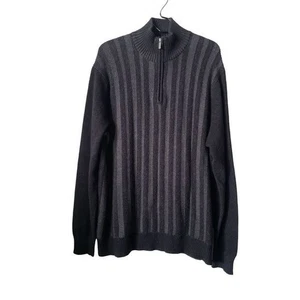 Johnston & Murphy Jersey de Lana Marino Para Hombres XL Cuarto Cremallera Acanalado Tejido Gris - Imagen 1 de 8
