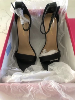 Women’s Shoe Dazzle Dress Sandals Black Strap  Size 6.5 Savannah NEW High Heel - Image 1 of 4