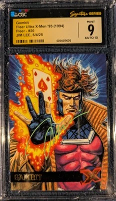 Tarjeta Fleer Ultra X-Men '95 1995 Gambit 20 firmada Jim Lee CGC 9 automática 10 Foto 1 de 2