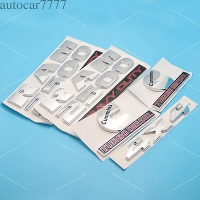 5PCS Set Emblem For RAM 2500 Heavy Duty Cummins Turbo Diesel 4X4 Badge Chrome - Image 1 of 4