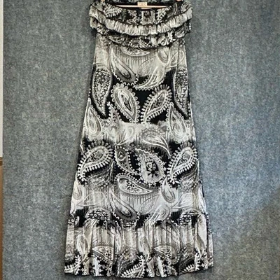 Y2K mesh babydoll dress XL strapless bandeau paisley tiered whimsigoth NWT lined - Image 1 of 4