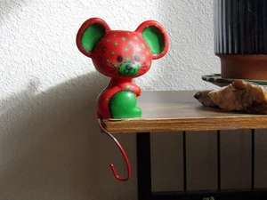Vintage Hallmark Calico Maus Weihnachten Strumpf Aufhänger Halter Regal Sitter 70er - Bild 1 von 10