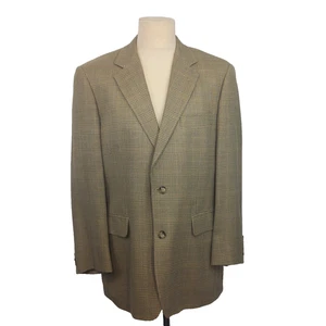 Brooks Brothers Suit Jacket Blazer Mens Medium Beige Houndstooth Plaid Silk Wool - Picture 1 of 16