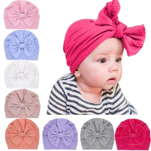7 PCS Baby Boy Girl Kid Cotton Striped Stretch Beanie Hats Elastic Turban Caps - Picture 1 of 12