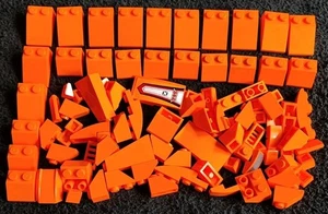 LEGO Orange Slopes Bundle 3x2 2x2 3039 Curved Roof Ramp Smooth Bricks Pieces Lot - Picture 1 of 4