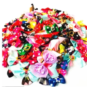 100 PCS Small Dog Hair Bows Bowknot Grooming Bands for Puppies & Yorkies - Picture 1 of 5
