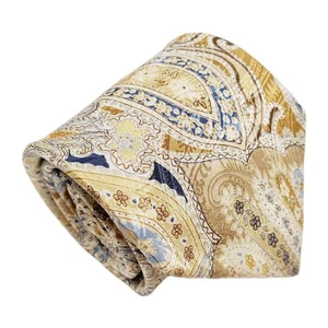 Geoffrey Beene Necktie Gold Paisley Pattern Men's Silk Neck Tie Jacquard - Picture 1 of 5