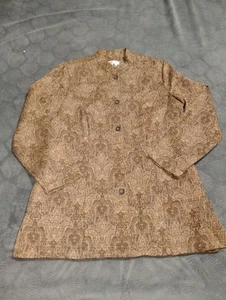 Coldwater Creek Jacket Women M Brown Bronze Tapestry Mandarin Boho Goth Evening - Picture 1 of 13