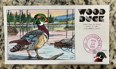 1991 Wood Duck First Day Cover FDC – Columbus, Ohio – 29¢ Stamp & Cachet - Image 1 of 2