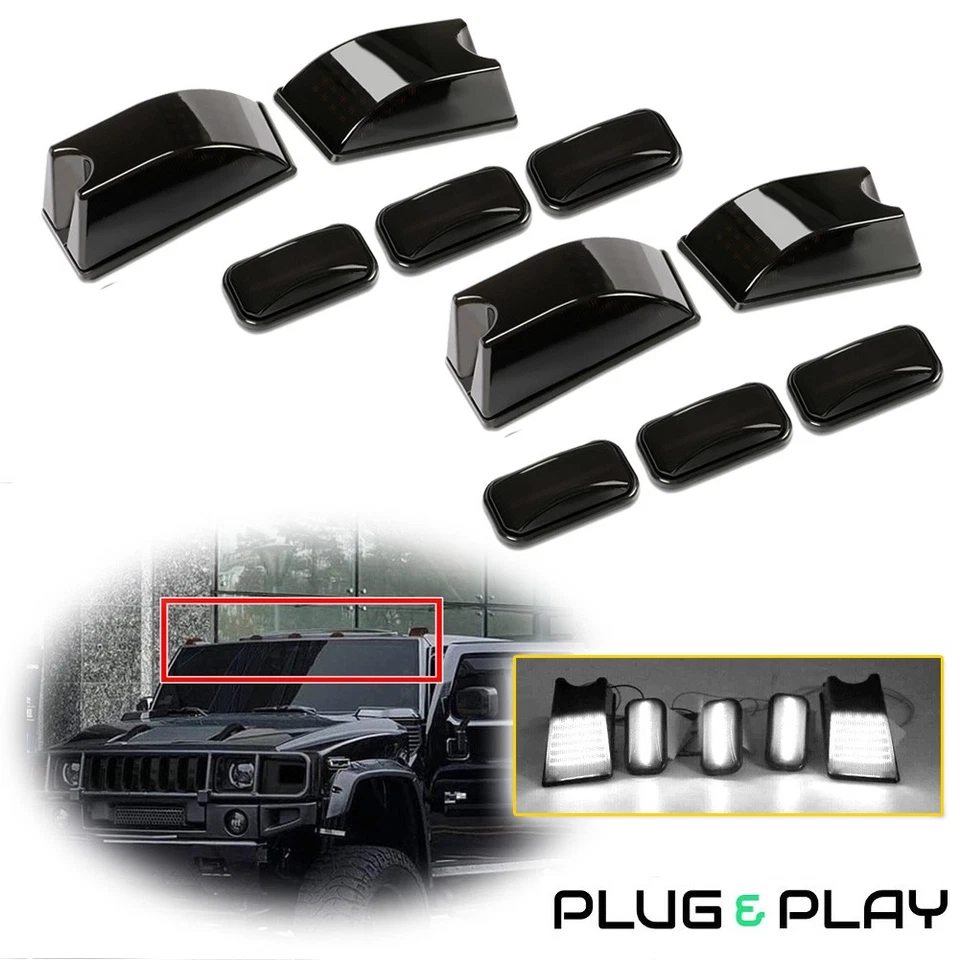 10X Luz de circulación marcador de techo de cabina LED blanca lente de humo negra para 03-09 Hummer H2 Foto 1 de 4
