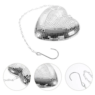 Boule Disco miroir suspendue, pendentif en forme de cœur, boule Disco - Image 1 of 4