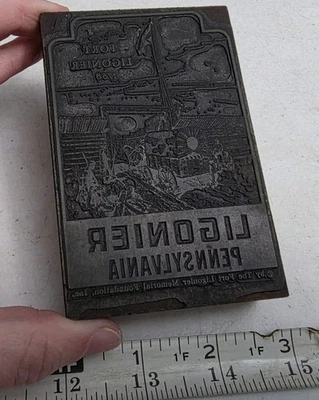 Vintage Letterpress Printing Block Fort Ligonier Pennsylvania - Image 1 of 4