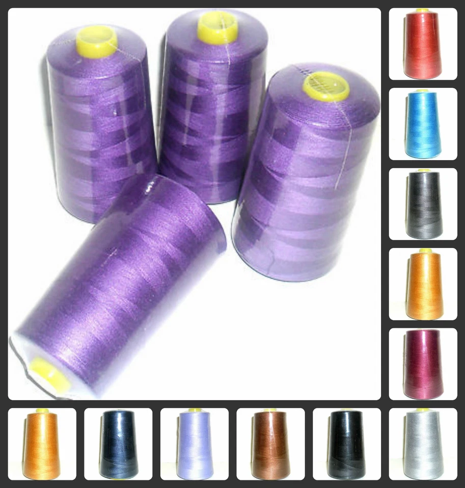TOP QUALITY SEWING THREAD 120s SPUN POLYESTER, OVERLOCKING 5000 YRDS X 4 CONES - Image 1 of 1