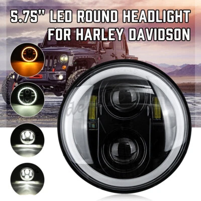 5.75" 5-3/4 LED Scheinwerfer mit Halo Angel Eye E-Geprüft Für Harley Motorrad - Bild 1 von 4