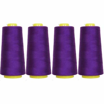 4 BIG CONES PURPLE SERGER SEWING THREAD 2750 YD TEX 27 40S/2-THREADART - Image 1 of 4