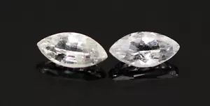 Par de gemas de piedra sueltas de zafiro blanco natural de 0,19 quilates marquesa 4,9 x 2,45 - Imagen 1 de 10