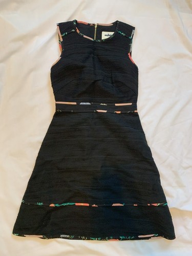 Abito perfetto da picnic Kate Spade taglia 0 nero tweed bordo floreale fiori