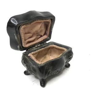 Vintage Antique Jewelry Trinket Box Casket Metal Art Nouveau Floral Metal - Picture 1 of 11