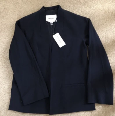 LK BENNETT JK Fie Sloane Blue Navy Collarless Smart Blazer Jacket UK Size 4 BNWT - Image 1 of 4
