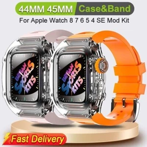 Urban Sports Mod Kit Transparent Case Rubber Band fr Apple Watch 9 8 7 6 44/45mm - Picture 1 of 34
