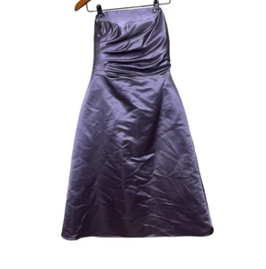 Bill Levkoff Womens Purple Shiny Strapless Ruffled Bridemaids Dress Size 8 - Picture 1 of 7