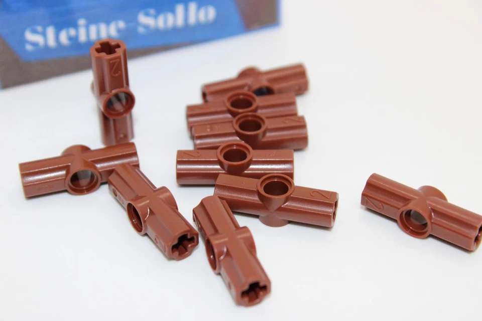 Lego (c) 10x Technic - Verbinder Achsen Pin - 1x3 - reddish braun - 32034 - - Bild 1 von 1