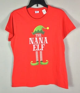 The Nanna Elf T Shirt Women’s Size L Red Matching Family Christmas Party Pajama - Picture 1 of 4