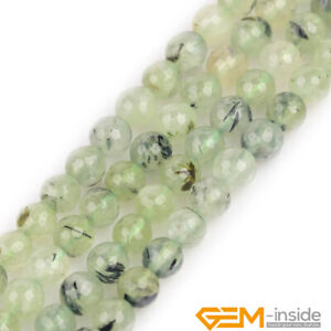 Green Prehnite Natural Gemstone Faceted Round Beads For Jewelry Making 8mm 10mm