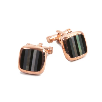 Ted Baker Polish Square Rose Gold Tone Striped Cufflinks 19233 - Image 1 of 2