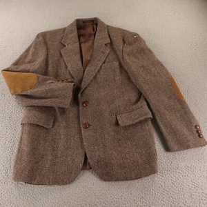 VTG Donegal Tweed Jacket M Barleycorn 100% Wool Blazer Flecked Elbow Patch 40S - Picture 1 of 16