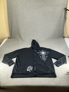 Affliction Hoodie Mens 2XL Black Y2K Grunge Goth Skull Cross Wings USA UFC MMA - Picture 1 of 24