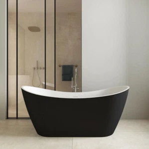 Girona Matte Black Curved Free Standing Bath - 1600mm or 1700mm - Picture 1 of 6