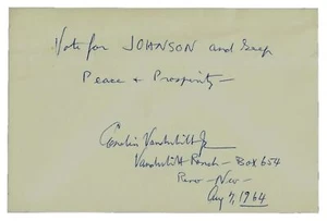 RAR! "Zeitungsverlag" Cornelius Vanderbilt IV handsigniert 6x4 Karte - Bild 1 von 1