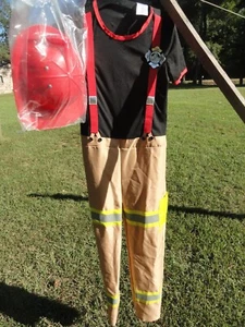 Hyde EEK! Fire Fighter Kids Costume Large 10-12 New, Jumpsuit and hat - Picture 1 of 2