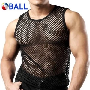 Ball Fishnet Sleeveless Tank Top 20" armpit to armpit Gently worn Polycotton - Picture 1 of 5