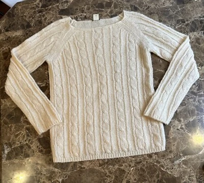 Pullover J Crew Mezcla de Lana Mohair Tejido con Cable Grande Preppy Academia Suave Difuso! Foto 1 de 4