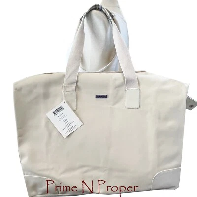 Vintage Burberry Fragrance White Duffle Tote Bag Keepall Novacheck Trim - Image 1 of 4