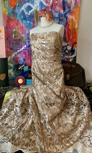 Wunderschönes Cocktailkleid gold Pailletten schwarz zum Binden Party After 5 BADGELY MISCHKA 12 - Bild 1 von 11