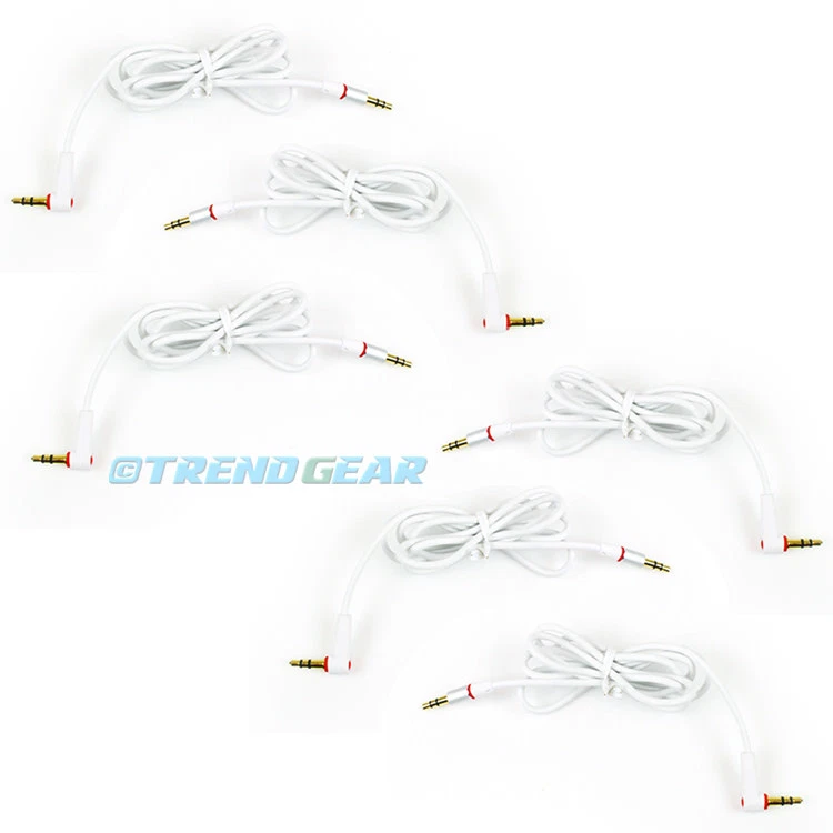 6X 4FT 3.5MM AUX L JACK MALE AUDIO STEREO CABLE WHITE FOR IPHONE 5S 5C IPOD NANO - Image 1 of 1