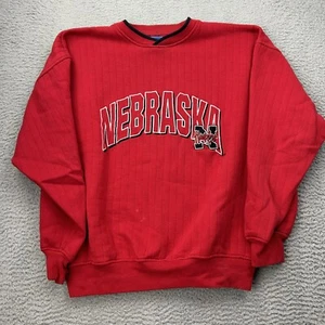 Nebraska Cornhuskers College Sweatshirt Red Pullover Size Large Huskers Starter - Picture 1 of 7