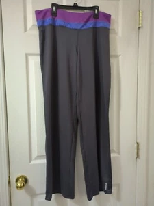 Reebok Women's Solid Purple Waistband Athletic Yoga Pants Size Large - Picture 1 of 5