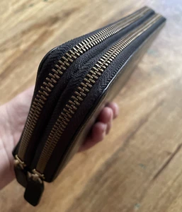 HOBO International Double Zipper Black Leather Card Bifold Wallet Vintage - Picture 1 of 11