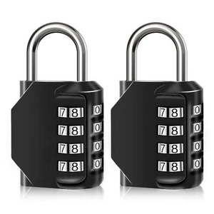 2PCS Combination Lock Waterproof 4 Digit Padlocks with Combination Code Zinc - Picture 1 of 7