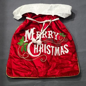 Balsam Hill Nostalgic Merry Christmas Jumbo Velvet Santa Sack 40"x28" Gift Bag - Picture 1 of 7