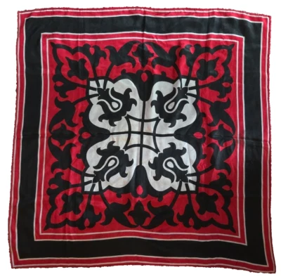 VERA Bufanda Roja Negra Blanca Diseño Geométrico 29 Pulgadas Cuadradas Envío RÁPIDO COMO ESTÁ Foto 1 de 4